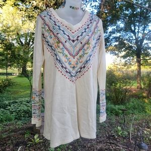 BIYA Johnny Was Embroidered Sweater Tunic possibly OOAK &/OR sample NWOT READ